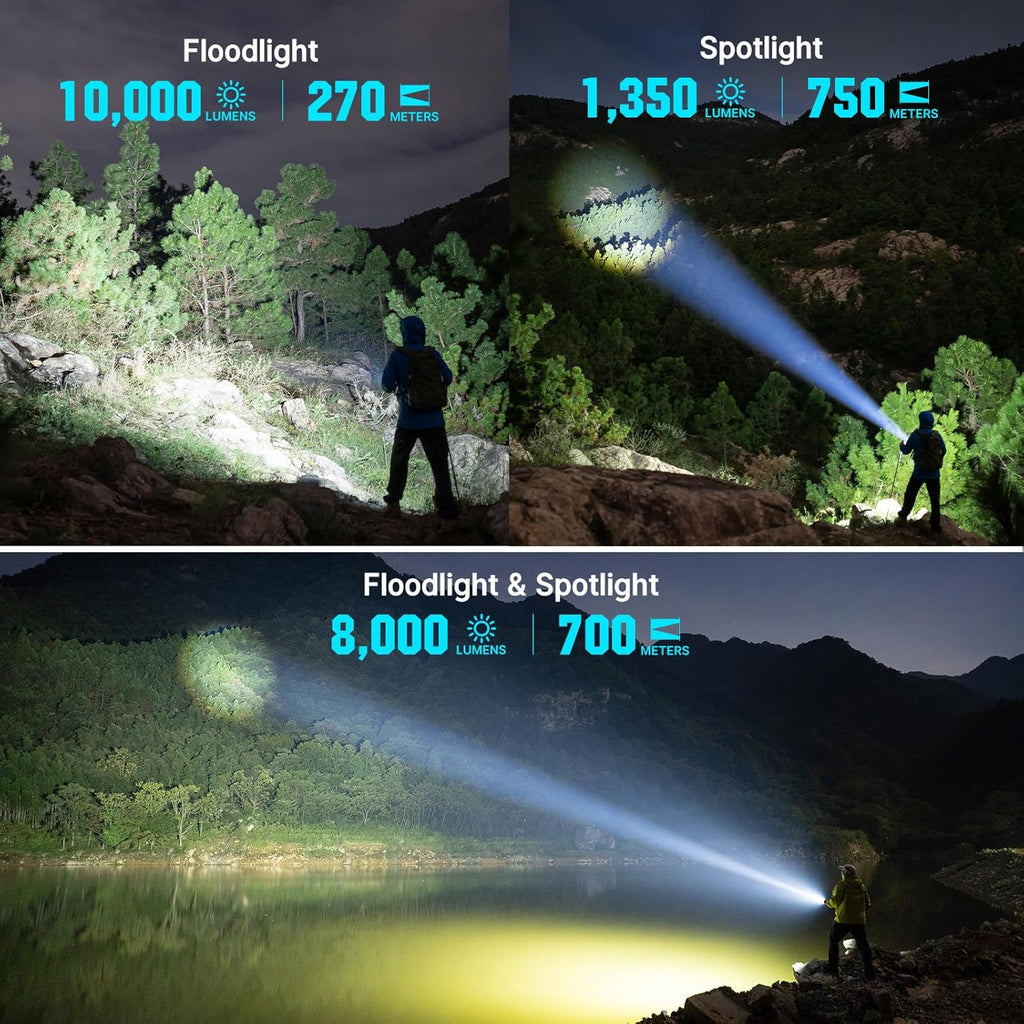 OLIGHT Marauder Mini 2 Flashlight - 10,000 Lumen Rechargeable Light with 750m Beam Distance | 5 Modes, Ideal for Camping & Emergencies (Black)