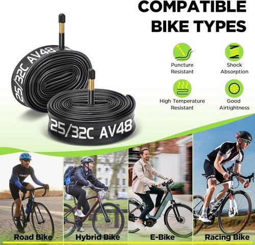 700C Bike Tube by [Brand Name] - Durable Butyl Inner Tube with 2 Tire Levers | Fits 700x25C to 700x32C