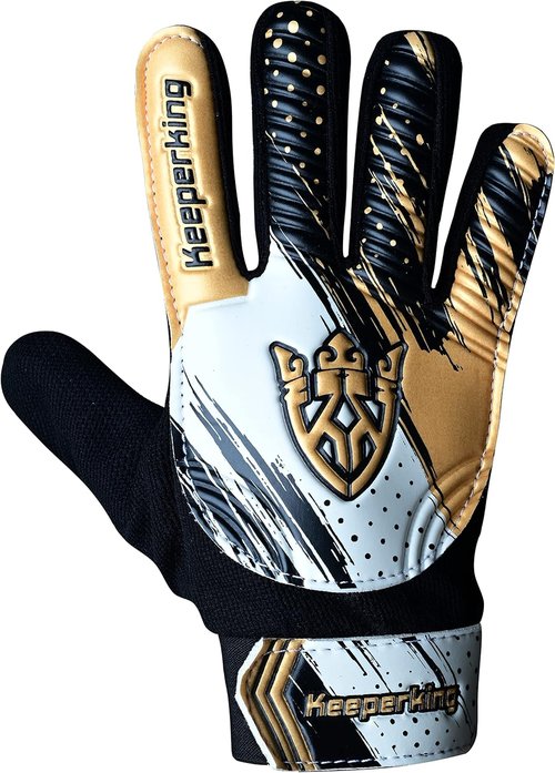 Keeperking Soccer Goalie Gloves - Youth Football Goalkeeper Gloves with Double Wrist Protection & 4mm Anti-Slip Palm