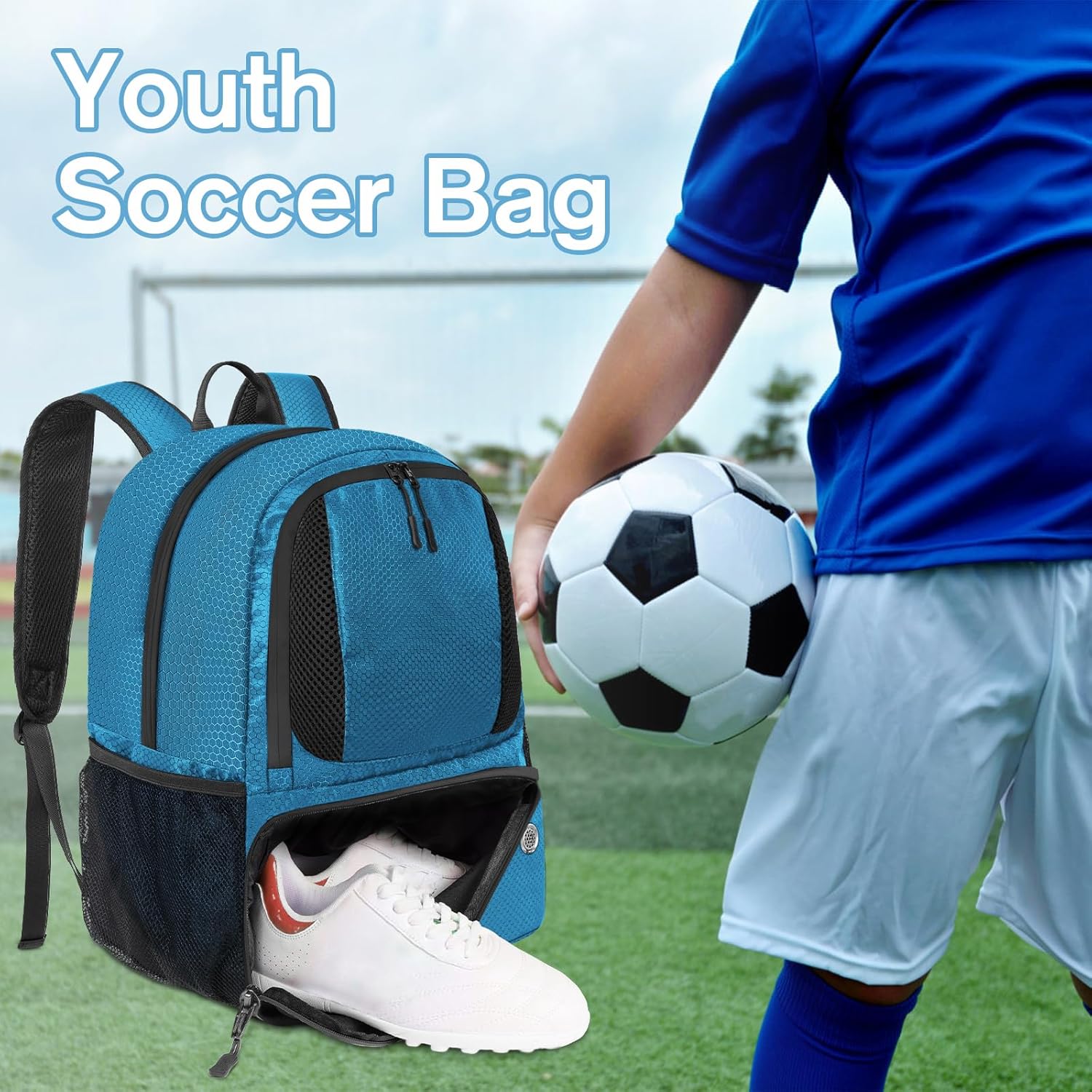 YOREPEK Soccer Backpack - Water-Resistant Sports Bag with Ball Holder | Fits Basketball, Volleyball, Football