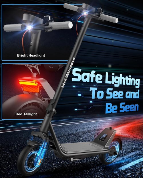 MEGAWHEELS Electric Scooter - Foldable Design with Suspension, 15MPH Max Speed, 8.5/10in Tires | Up to 31 Miles Range