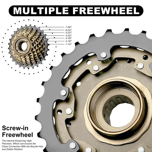 Relwears Bike Freewheel 7-Speed Tourney/TY MF-TZ500 Screw On Multiple Freewheel Bicycle Multiple Freewheel 14-28 Tooth (TZ500-7/14-28T)