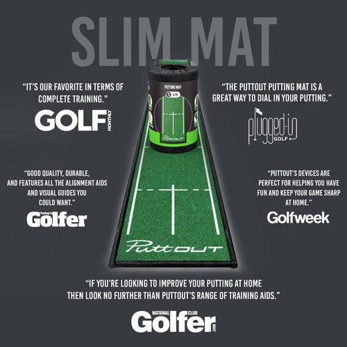 PuttOUT Slim Putting Mat - Perfect Your Golf Putting (7.9ft x 0.82ft)(Green)