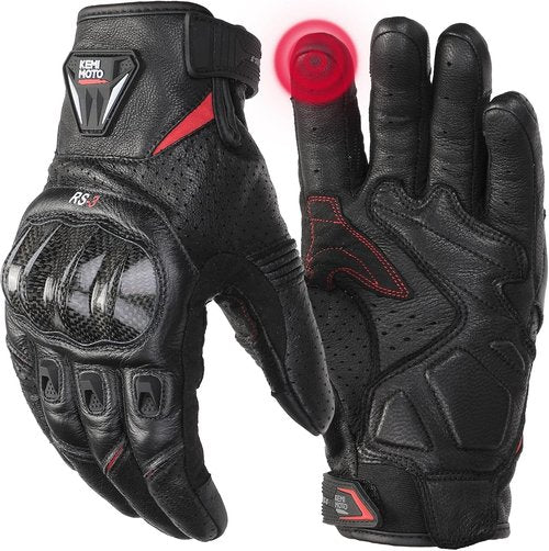 KEMIMOTO Motorcycle Gloves - Sheepskin Leather Protection for Men | Ideal for Motocross & ATV Riding