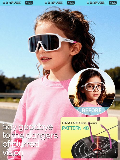 KAPVOE Kids Photochromatic Sunglasses Youth Baseball Sunglasses UV400 Protection Lightweight TR90 Frame Cycling Glasses for Boys Girls Sports Cycling 12