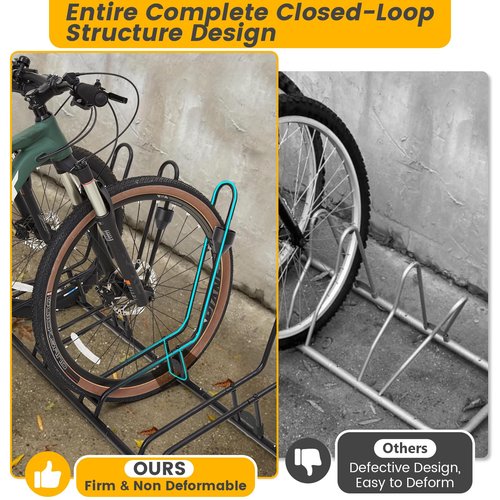 Bike Stand for 3 Bikes, Anti-Collision Design Protects Disc Brake & Derailleur, Waterproof Bike Rack Indoor/Outdoor/Garage Use, Fits Road/Kids/MTB Bicycles with 12"-29" Tires