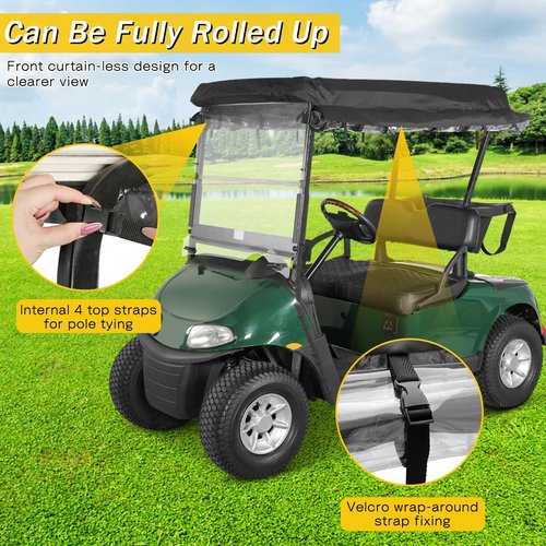 SANXIACAR Golf Cart Enclosure 2 Passenger for EZGO RXV 2 Seater Open Front Windshield 3-Sided Clear Windows Waterproof Transparent Driving Rain Covers Roll-up Zipper Door Black (with Seat Blanket)