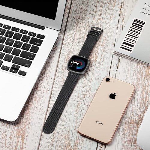 Fintie Nylon Band Compatible with Fitbit Versa 3/4/Sense 2/Sense Bundle with [8 Pack] Fitbit Versa 3 / Fitbit Sense Case