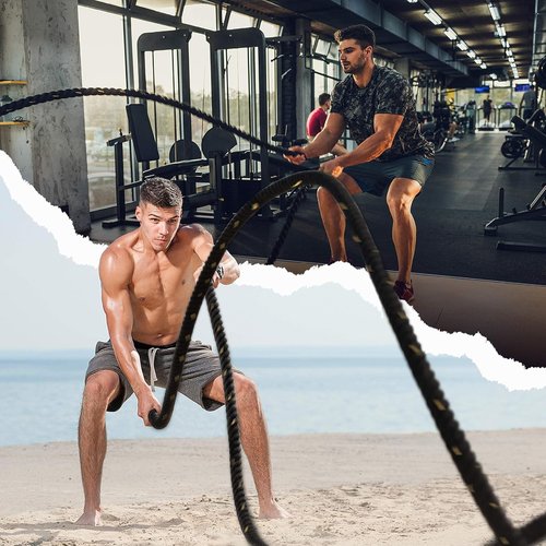 Yes4All 1.5 Inch Battle Ropes with Extra Protective Sleeve, Workout Ropes for Cross-Training Home Gym & Fitness Exercises, Strength Training - 30 Feet Lengths Available