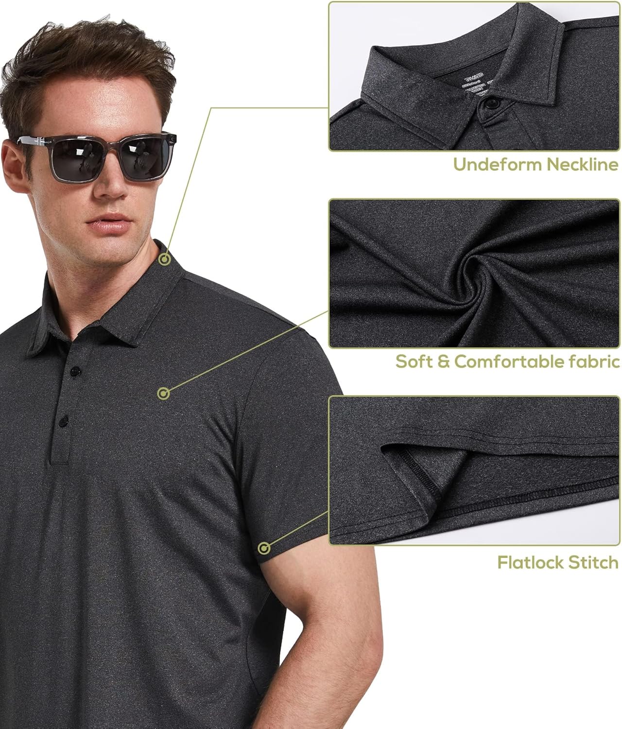 TELALEO Men's Polo Shirts - Quick Dry Short Sleeve Golf T-Shirts for Performance & Casual Workouts | 4/5 Pack