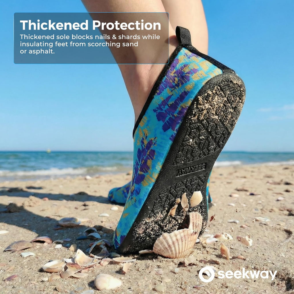 SEEKWAY Water Shoes Women Men Adult Quick-Dry Aqua Socks Barefoot Non Slip for Beach Swim River Pool Lake surf Black SK002(U)
