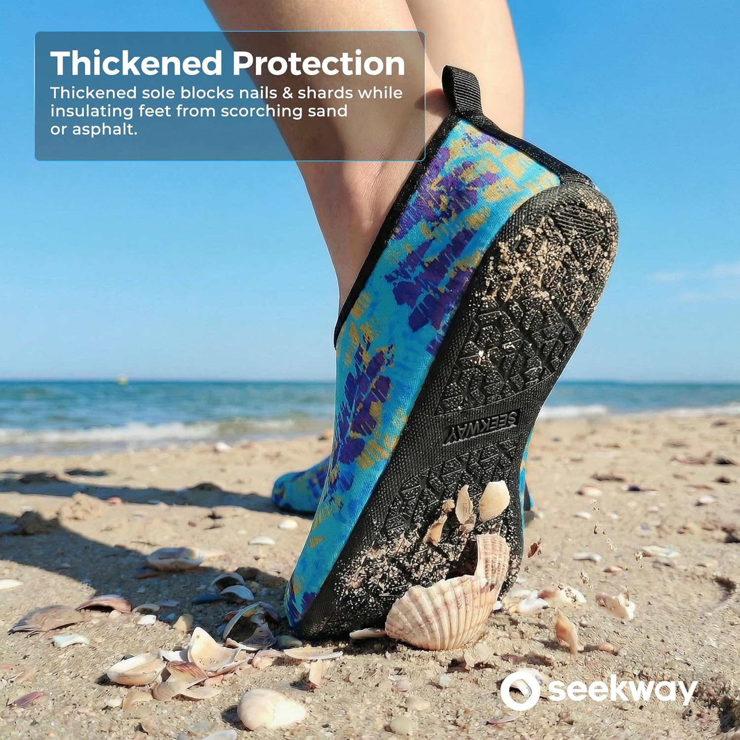 SEEKWAY Water Shoes Women Men Adult Quick-Dry Aqua Socks Barefoot Non Slip for Beach Swim River Pool Lake surf Black SK002(U)