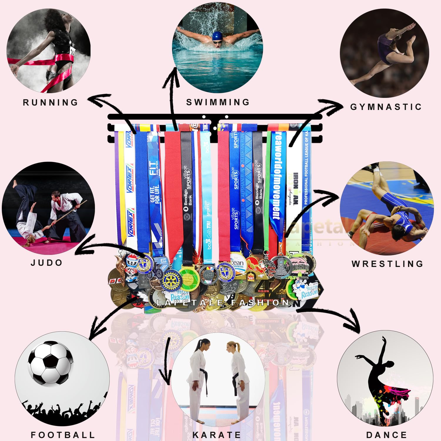 Race Medal Holder Wall Hanger,Marathon Medal Display and Runner Medal Hanger Display,Running Medal Display, Running Medal Hanger Display,Medal Holder for Wall, Metal Display Stands Gifts