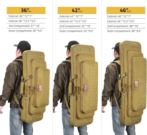 CVLIFE Soft Rifle Case - Triple Layered Double Gun Bag with Lockable Zipper & Backpack Strap | 36"-46" Size