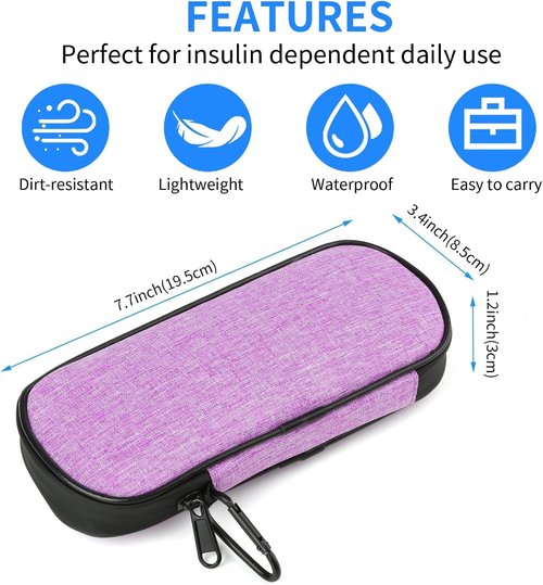Insulin Pen Cooler by [Brand Name] - Travel Case with 2 Reusable TSA-Approved Ice Packs | Purple Insulated Bag for Diabetic Supplies