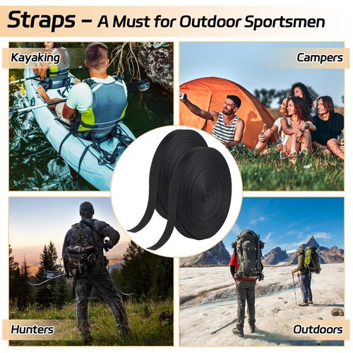 1 Inch Black Polypropylene Webbing, 50 Yards Heavy Duty Climbing Strap for Dog Leash, Seat Belt, Backpack Handles, Rescue Rope, and Outdoor Gear