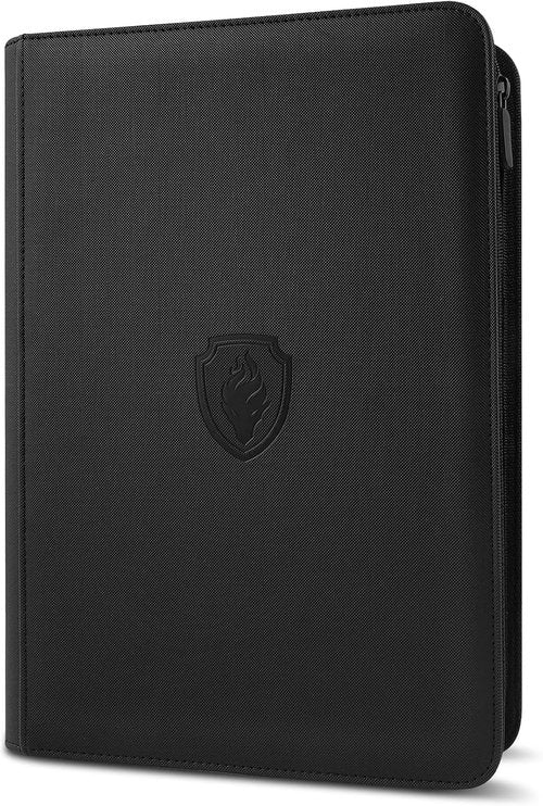 Fabmaker Premium Zip Card Binder - 9 Pocket Trading Card Album with Sturdy PU Cover | Black