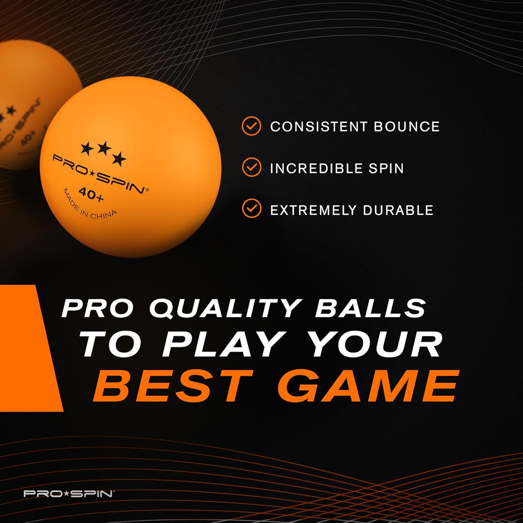 PRO-SPIN Ping Pong Balls - 3-Star Premium Orange Table Tennis Balls | High-Performance 40+ ABS Material
