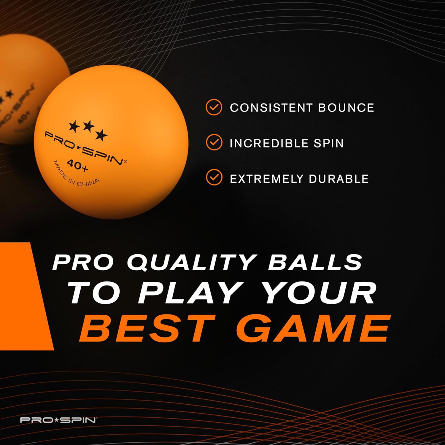 PRO-SPIN Ping Pong Balls - 3-Star Premium Orange Table Tennis Balls | High-Performance 40+ ABS Material