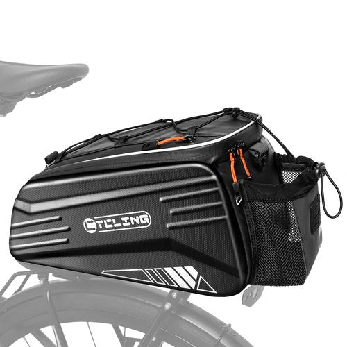 WOTOW Bike Rear Rack Bag - 10L Hard Shell Waterproof Bike Trunk Pannier with Shoulder Strap, Reflective Bicycle Rear Rack Saddle Seat Bag for Travel Outdoor Cycling Ebike Accessories