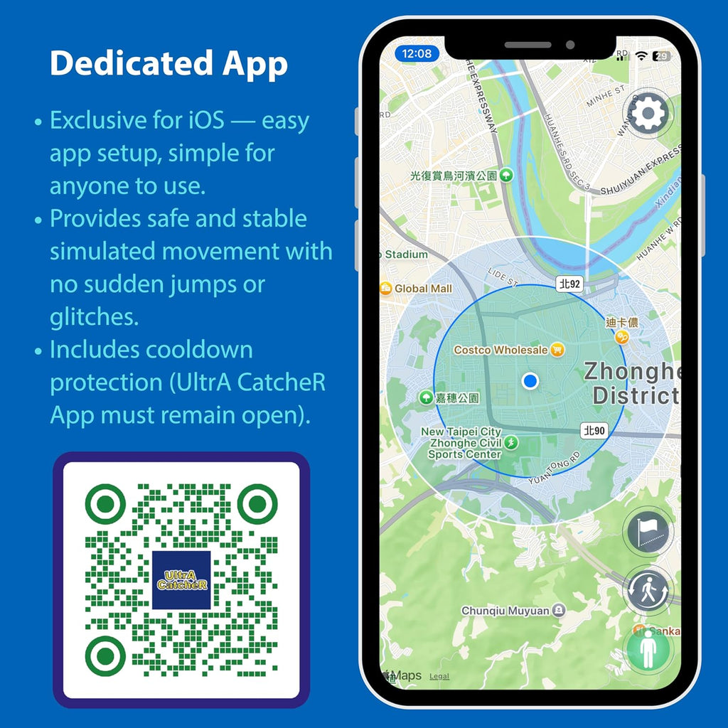 Rocket Balloon Auto Walking Device - Smart iOS Auto Catch & Item Collection | Route Continuation & Cooldown Protection