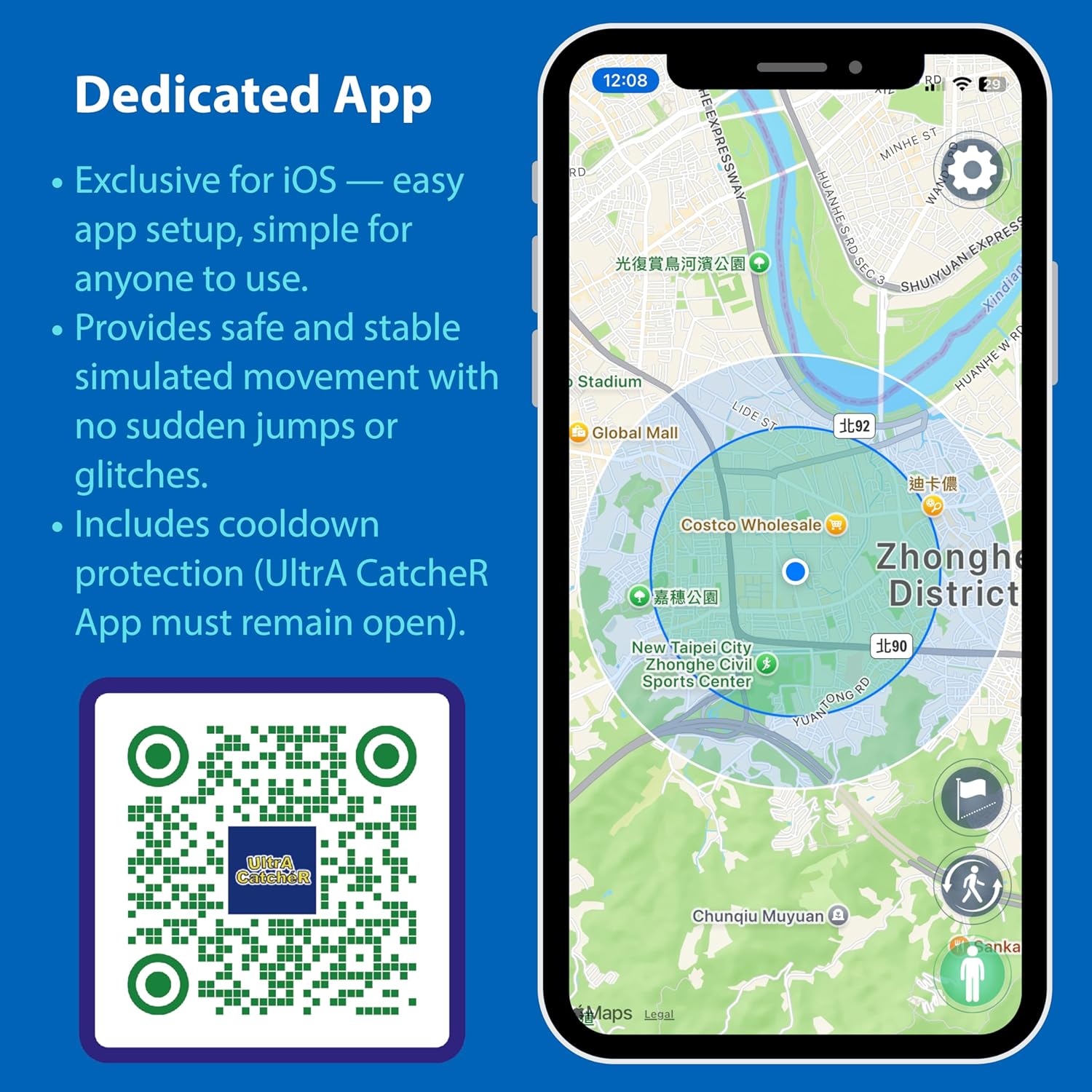 Rocket Balloon Auto Walking Device - Smart iOS Auto Catch & Item Collection | Route Continuation & Cooldown Protection