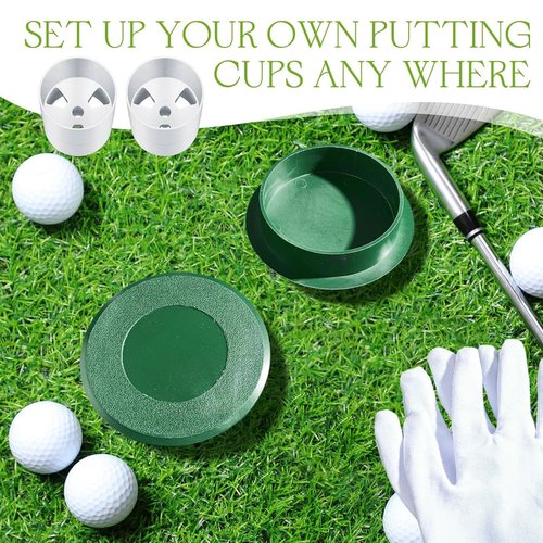 6 Sets Golf Hole Cups with Cover 4'' Putting Green Golf Hole Cup Practice Training Aids for Outdoor Backyard Yard Garden, 6PCS Cup+ 6PCS Lids