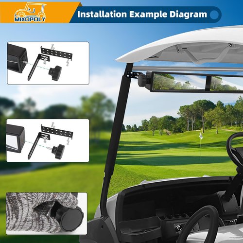 MIXOPOLY 4 Panel Golf Cart Rear View Mirror Wide Angle Universal for Yamaha EZGO Club Car, View Wink Mirror, Eliminate Blind Spots