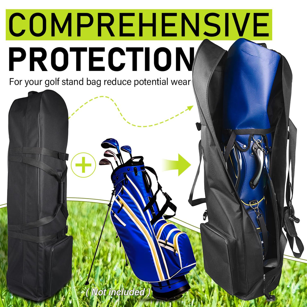 SUGOOE Outdoors Golf Travel Bag, Detachable Shoulder Straps and Rubber Wheels，Soft Foldable Golf Club Travel Covers, 900D Heavy Duty Oxford -Universal Size