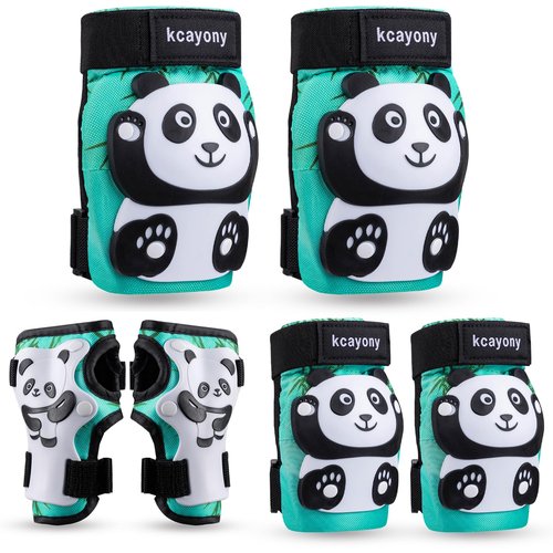 kcayony Kids Knee Elbow Wrist Pads Set for Boys Girls Age 3-15 Years, Protective Gear for Skateboard Bike Roller Skating Scooter Inline Skating Sports (Cyan, M(8-15years Old)(55-88lb))