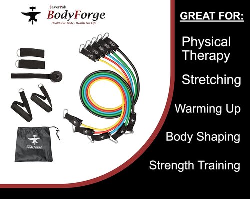 BodyForge Resistance Bands - Versatile Exercise Bands with Handles for Strength Training | Home Gym Equipment