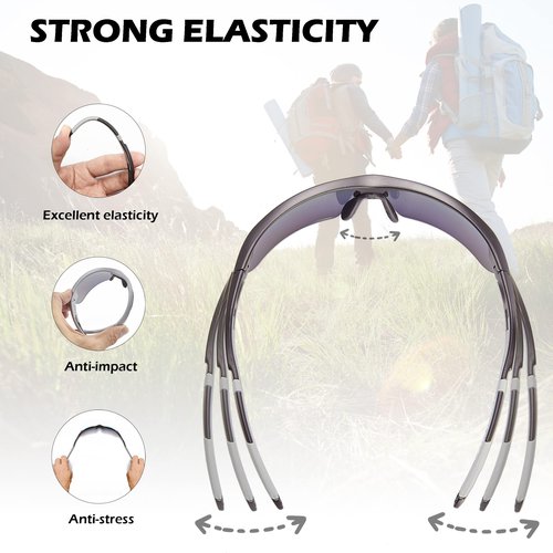 POLARS DESIGN Outdoor Sports Polarized Sunglasses for Men and Women, TR90 Frame, UV400 Protection, With Case, for Fishing Golf Hiking and Cycling