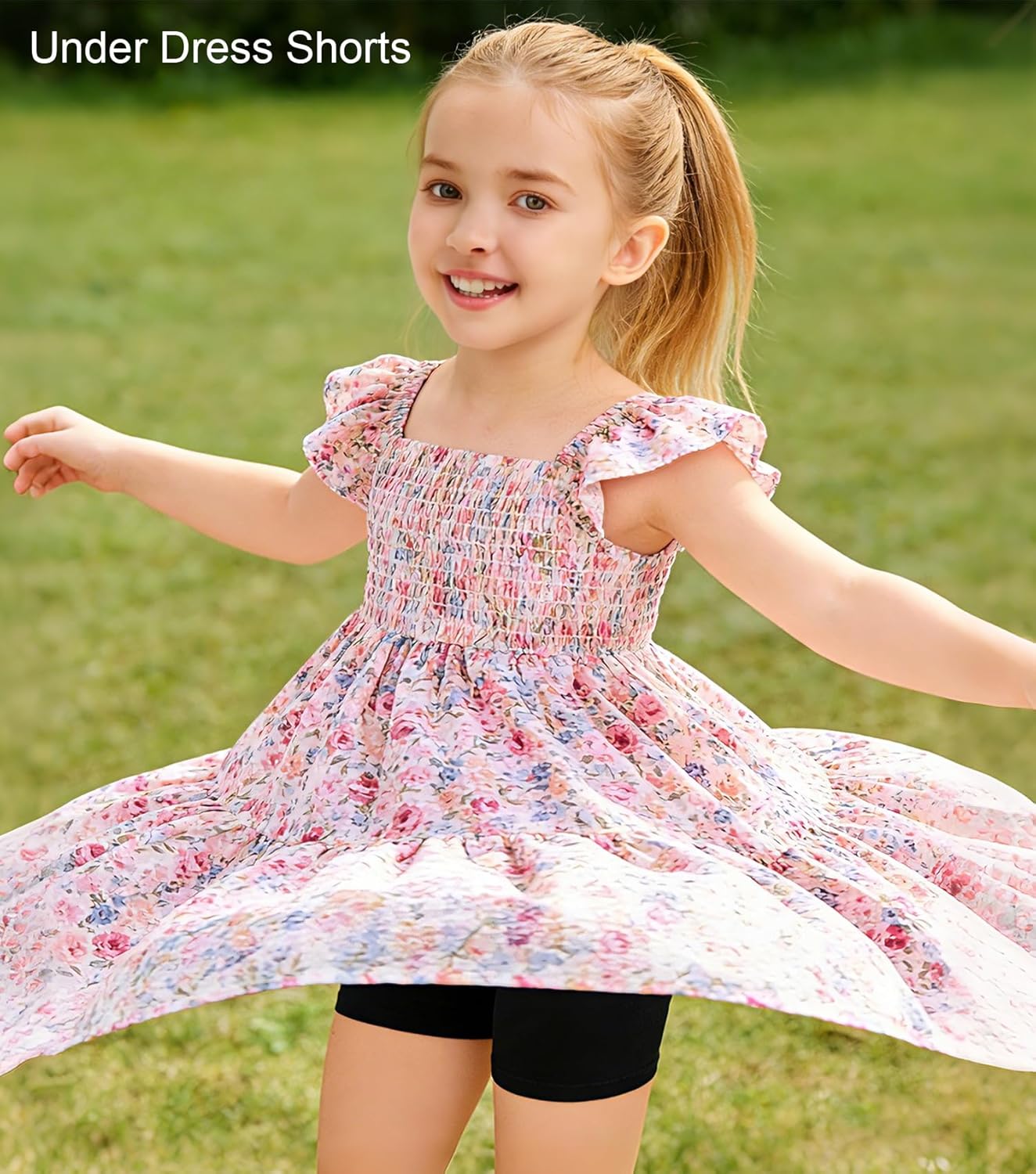 QBK Girls' Solid Dance Shorts - Soft Cotton Gymnastics Under Skirts for 2T-13 Years