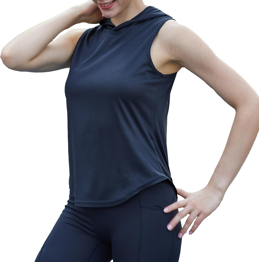 Skiennix Women's Hooded Yoga Tank Top - Quick Dry Sleeveless Running Shirt | Perfect for Gym Workouts