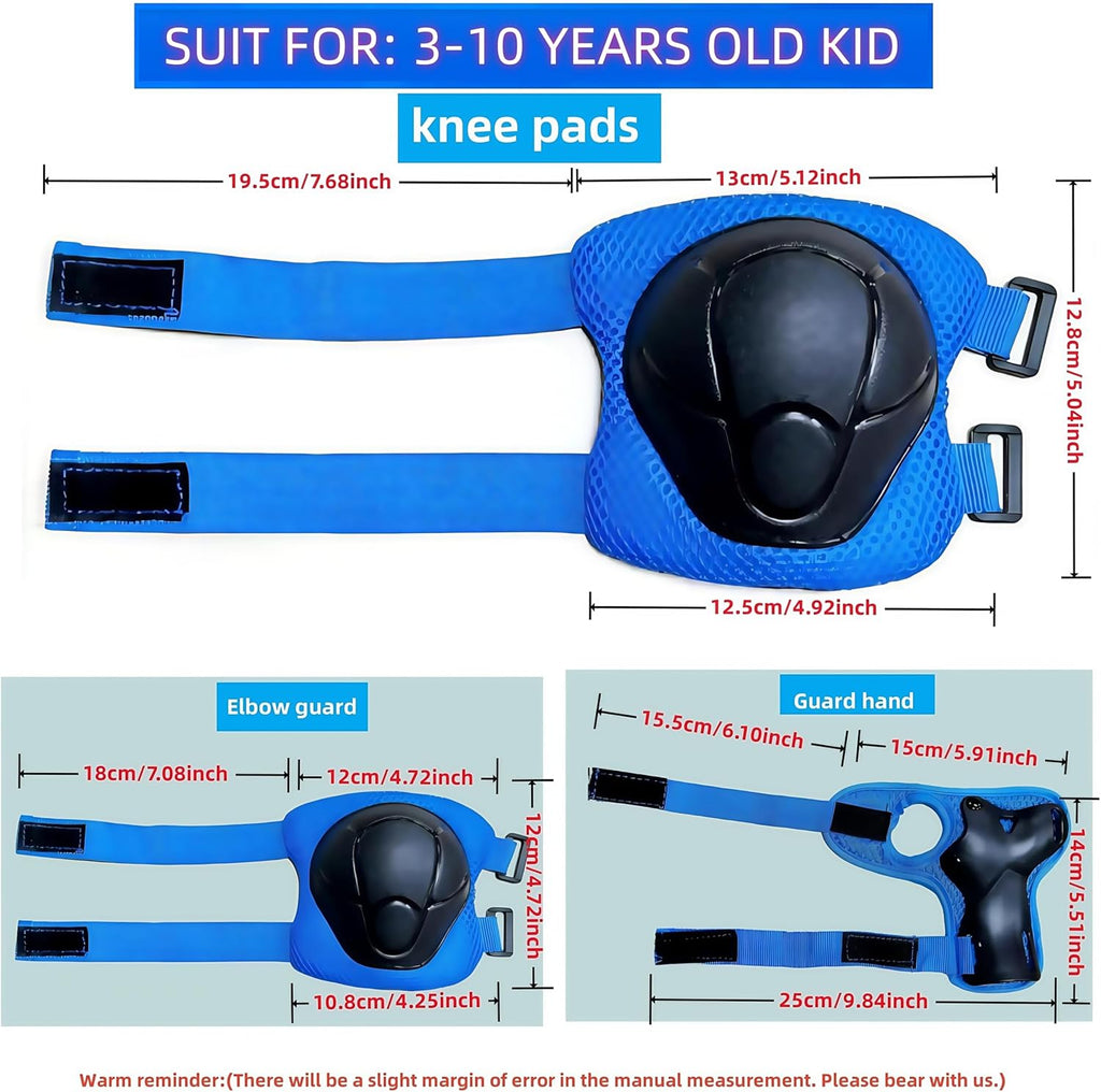SHENMOREN Kids Protective Gear Set - Knee Pads, Elbow Pads & Wrist Guards for Ages 3-10 | Ideal for Skating, Cycling & Rollerblading