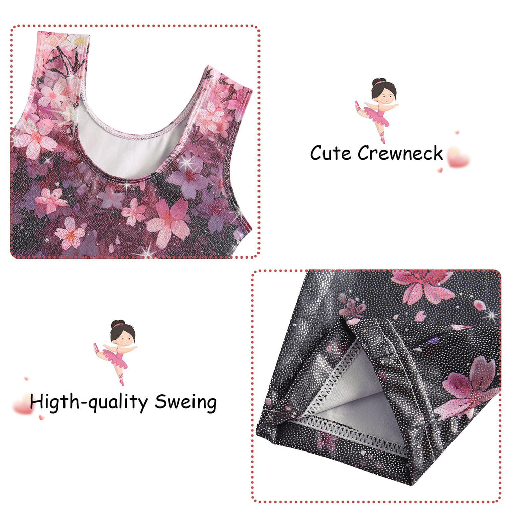 Idgreatim Gymnastics Leotards for Girls Size 7-8 Kids Tumbling Outfit Biketard Unitards with Shorts Athletic Gym Clothes
