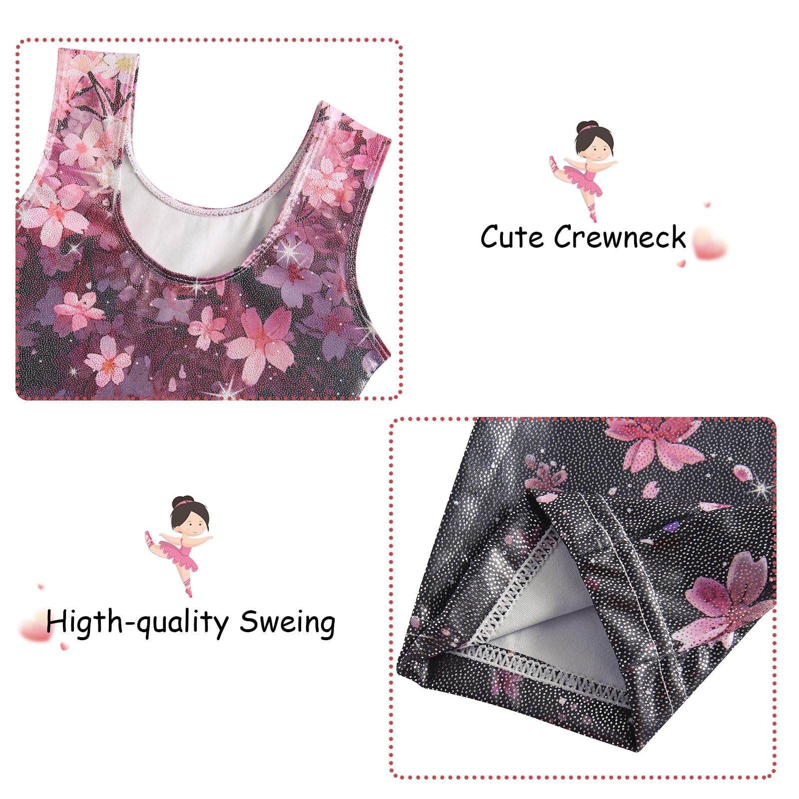 Idgreatim Gymnastics Leotards for Girls Size 7-8 Kids Tumbling Outfit Biketard Unitards with Shorts Athletic Gym Clothes
