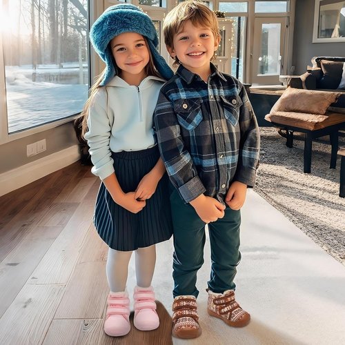 LeIsfIt Toddler Winter Boots - Cozy Plush Lining for Indoor/Outdoor Use | Warm Faux Fur Booties