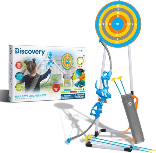 Discovery Kids Bullseye Archery Set - LED Target & 4 Arrows | Fun Outdoor Activity for Ages 6+