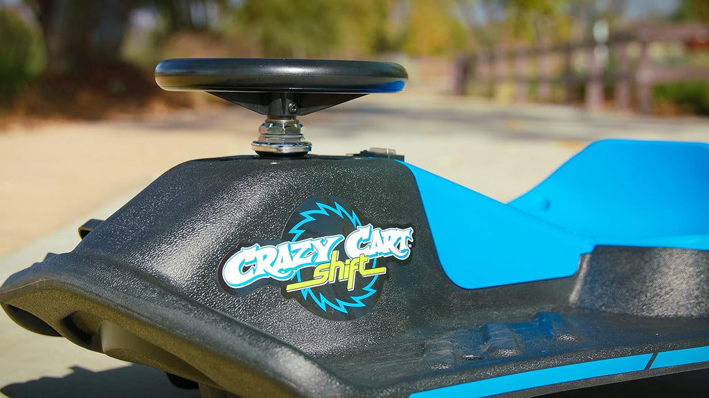 Razor Crazy Cart Shift Electric Go Kart for Kids 6+ | 12V Drifting System, High/Low Speed, Black/Blue