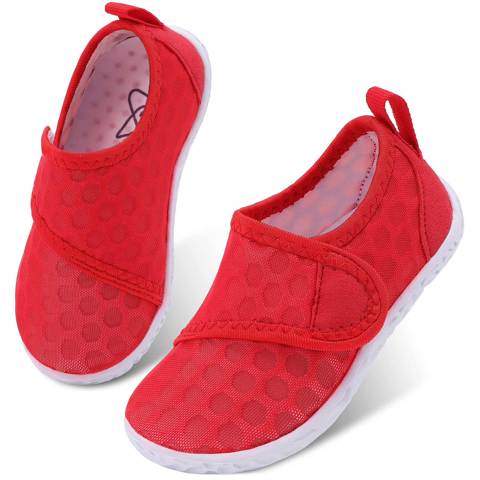 LeIsfIt Boys Girls Water Shoes Kids Aqua Socks Toddler Quick-Dry Swimming Shoes Non-Slip Summer Shoe for Beach Pool Surf, Red, 9 Toddler