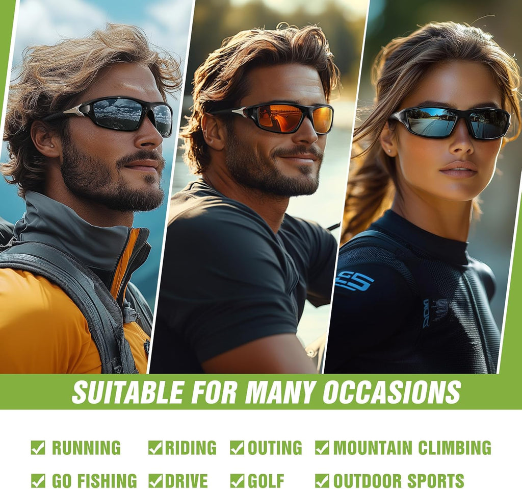 Skiennix Polarized Sports Sunglasses - UV Protection for Men | 3-Pack Wrap Around Design