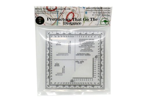 Military Map Protractor — US Army GTA 05-02-012 Coordinate Scale | Land Navigation | Degrees & Mils | 1:25,000–1:100,000 | PETG | Made in Australia