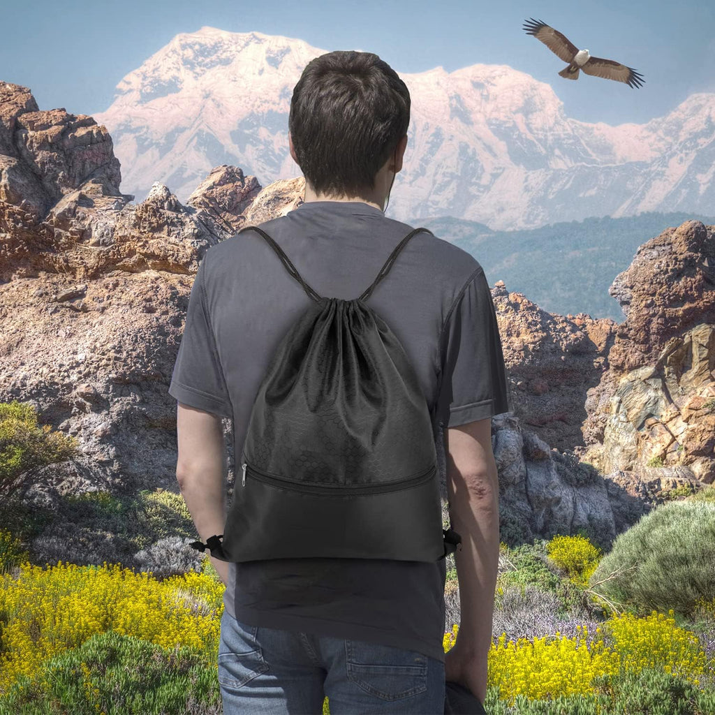 Skiennix Drawstring Backpack - Waterproof Gym Bag with Zip Pocket | Versatile for Men & Women