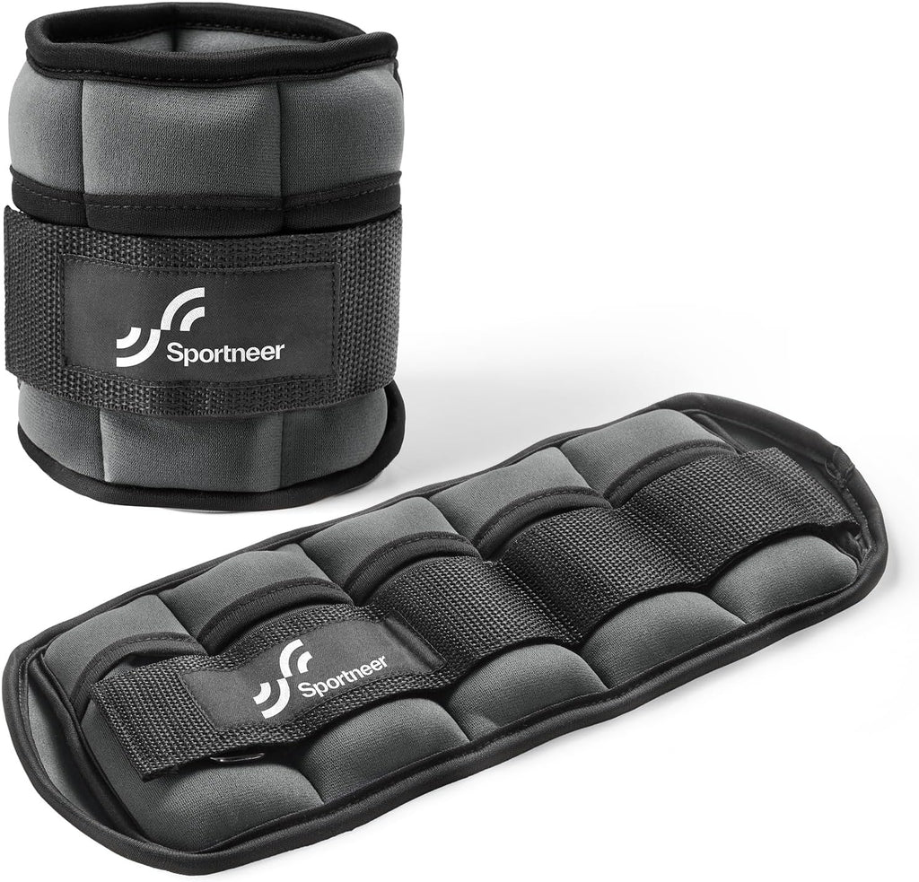 Sportneer Adjustable Ankle Weights Set - Comfortable Neoprene Leg Weights for Walking & Yoga | 1 Pair (2-10 lbs)