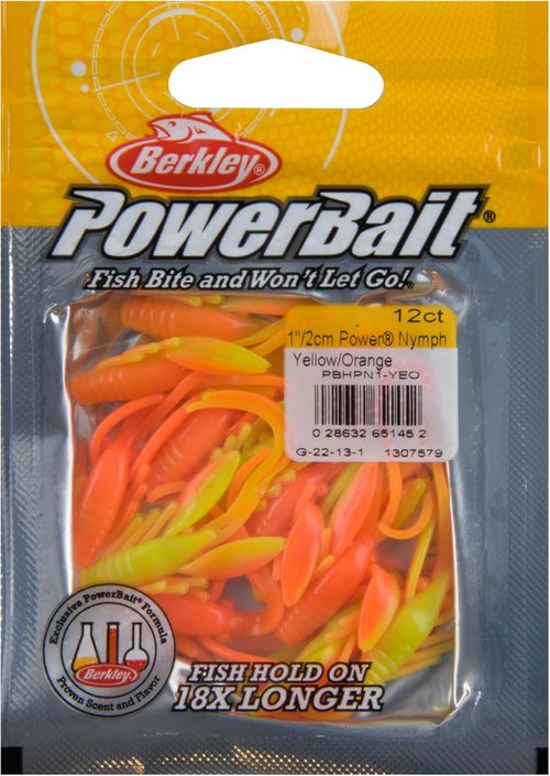 Berkley PowerBait Power Nymph - Yellow/Orange Fishing Lures | 1" Size (12 Count)