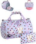 Skiennix Tween Girl Gym Bag - Personalized Duffle with Shoe Compartment & Makeup Bag | Monogram Travel Tote (Letter V)