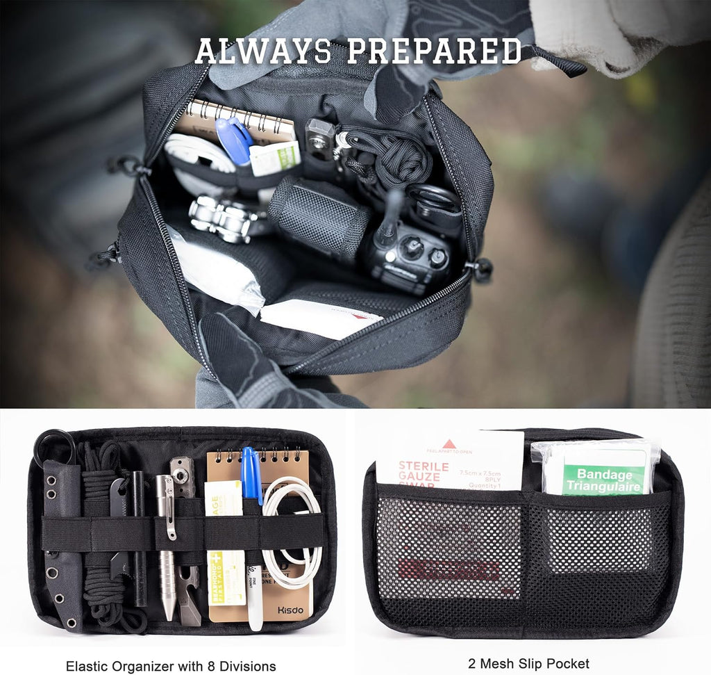 Skiennix Tactical Molle Admin Pouch - Utility EDC Tool Bag with US Flag Patch & D-Ring