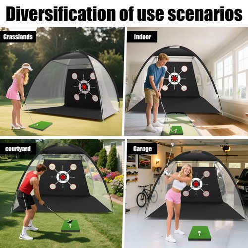 10x7FT Golf Hitting Net with Practice Mat – Complete Set for Backyard & Indoor Use | Includes Golf Balls, Rubber Tee, Carry Bag, Ground Stakes | Durable, Easy Setup, Ideal Gift for Golfers