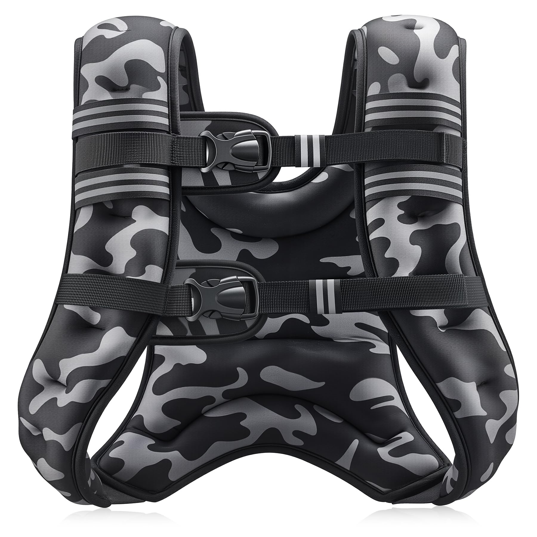 ZELUS Weighted Vest, 6lb/8lb/12lb/16lb/20lb/25lb/30lb Weight Vest for Men Women with Storage Pocket Reflective Strips for Workout Strength Training Running Muscle Building, Black Camo (16 lb)